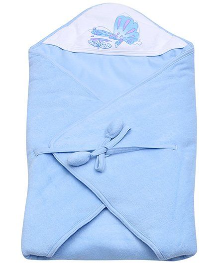 Tinycare Hooded Towel Butterfly Print - Blue