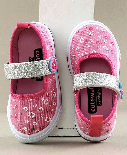 Cute Walk by Babyhug Canvas Shoes Floral Print - Light Pink