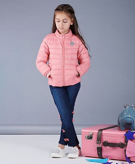 One Friday Solid Full Sleeves Jacket - Pink