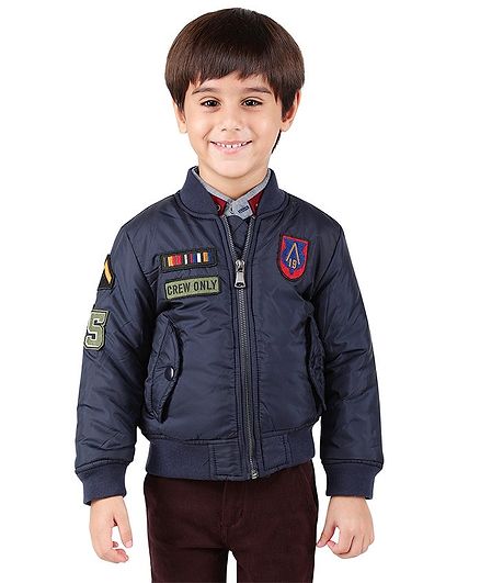 One Friday Crew Only Patch Full Sleeves Jacket - Blue