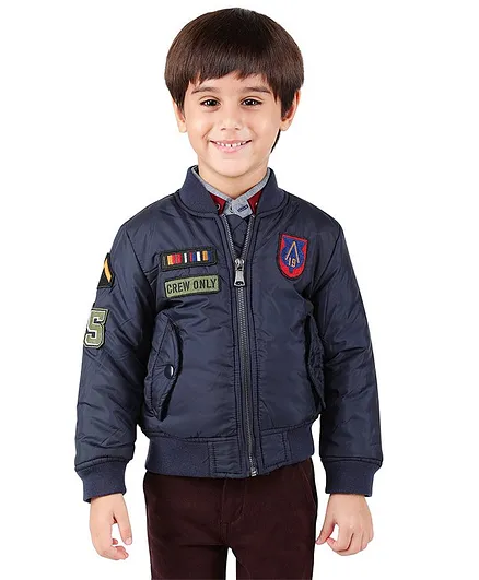 One Friday Crew Only Patch Full Sleeves Jacket - Blue