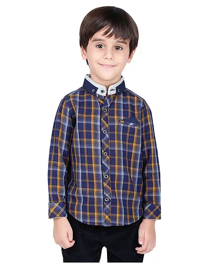 One Friday Full Sleeves Checked Shirt - Blue
