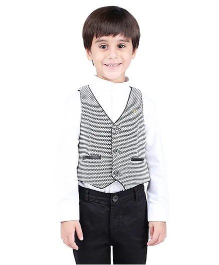 One Friday Sleeveless All Over Printed Waistcoat - White