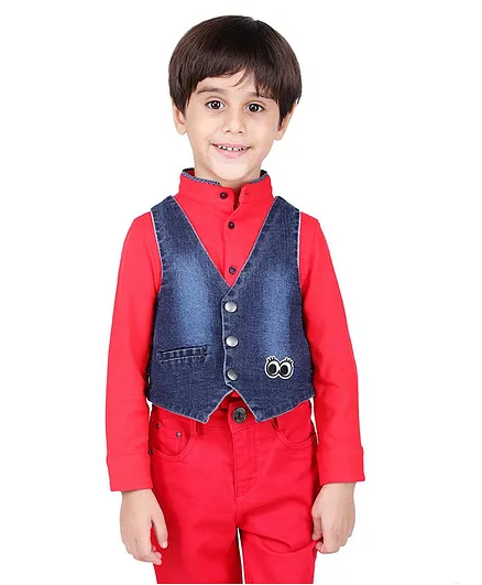 One Friday Sleeveless Eye Patch Waistcoat - Blue