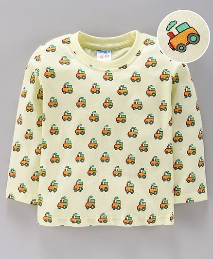 Tango Full Sleeves Tee Vehicle Print - Yellow