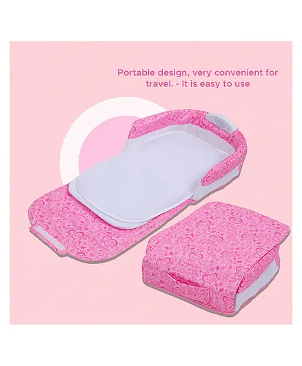 NHR 5 In 1 Multifunctional Portable Baby Bed With Music - Pink