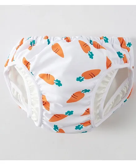 Kookie Kids Swim Diaper Carrot Print - White