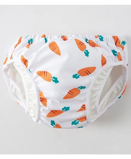 Kookie Kids Swim Diaper Carrot Print - White