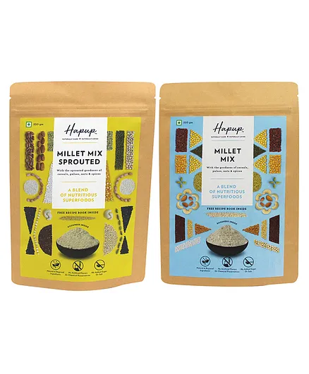 Hapup Millet Mix Sprouted & Millet Mix Combo Pack of 2 - 250 gm Each