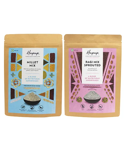 Hapup Ragi Mix Sprouted & Millet Mix Combo Pack of 2 - 250 gm Each
