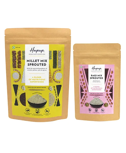 Hapup Millet Mix Sprouted & Ragi Mix Sprouted Super Combo Pack of 2 - 250 & 80 gm