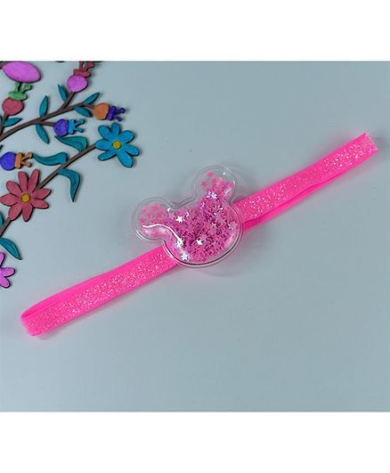 Little Miss Cuttie Transparent Star Sequined Mouse Face Detailed Headband - Dark Pink