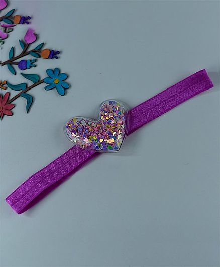 Little Miss Cuttie Transparent Sequins Heart Headband - Purple