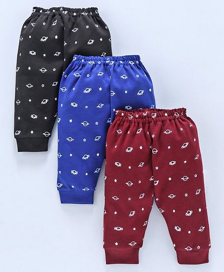 Zero Full Length Lounge Pants Pack of 3 - Black Royal Blue Maroon