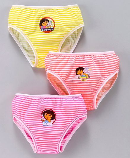Red Rose Panties Dora Print Pack of 3 - Yellow Red Pink