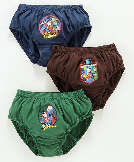 Red Rose Briefs Superhero Print Pack of 3 - Blue Brown Green