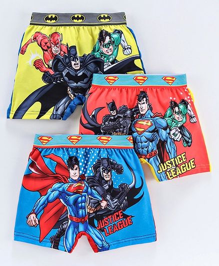 Red Rose Briefs Superhero Print Pack of 3 - Yellow Red Blue