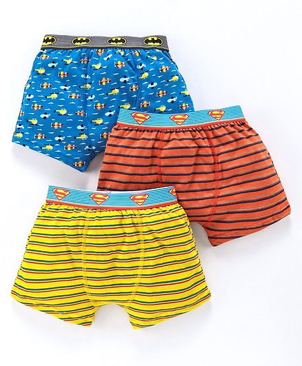 Red Rose Briefs Superman & Batman Print Pack of 3 - Blue Orange Yellow