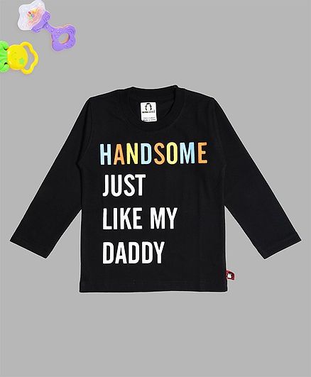 Crazy Penguin Quote Printed Full Sleeves Tee - Black