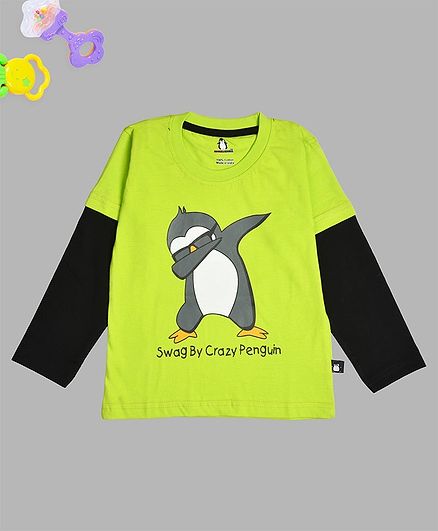 Crazy Penguin Full Sleeves Penguin Printed Tee - Green