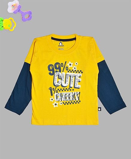 Crazy Penguin Full Sleeves Cute Cheeky Printed Tee - Yellow