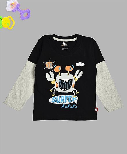 Crazy Penguin Full Sleeves Crab Printed Tee - Black