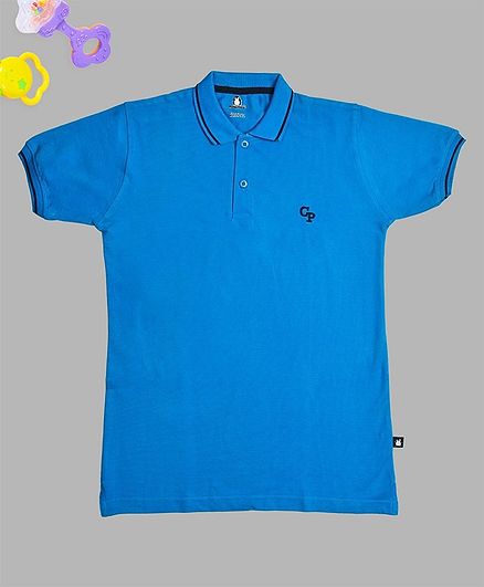 Crazy Penguin Solid Half Sleeves Tee - Blue