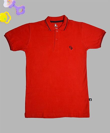 Crazy Penguin Solid Half Sleeves Polo T-Shirt - Red
