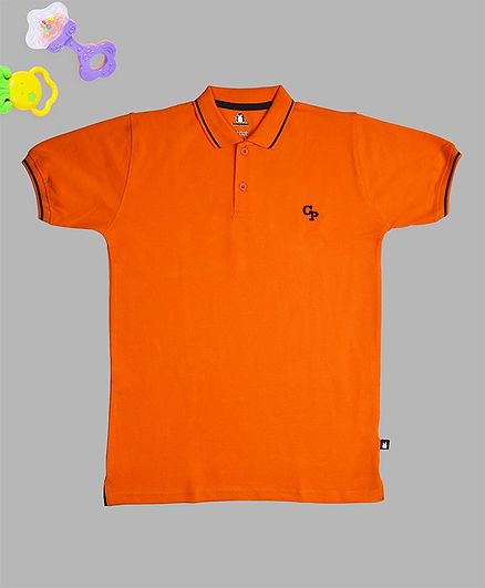 Crazy Penguin Solid half Sleeves Polo T-Shirt - Orange