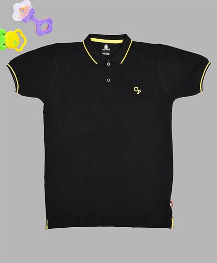Crazy Penguin Solid Half Sleeves Polo T-Shirt - Black