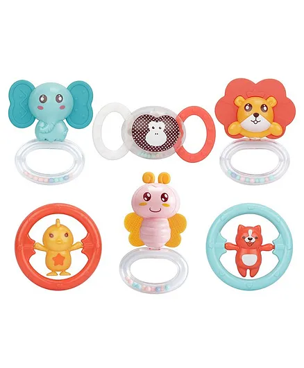Syga Baby Rattle Set Pack of 6 - Red Blue