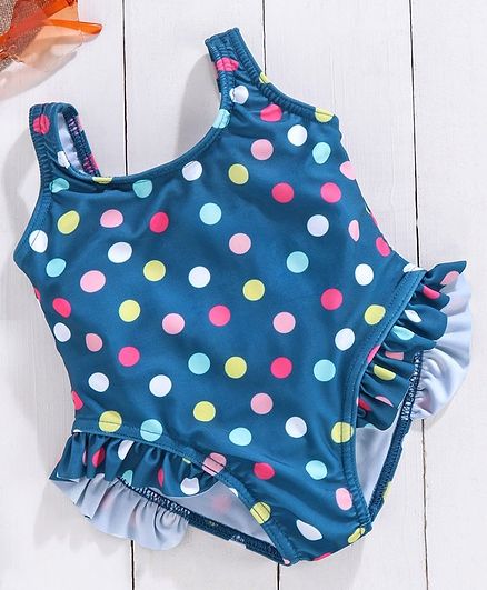 Babyhug V Cut Swim Suit Polka Dot Print - Blue