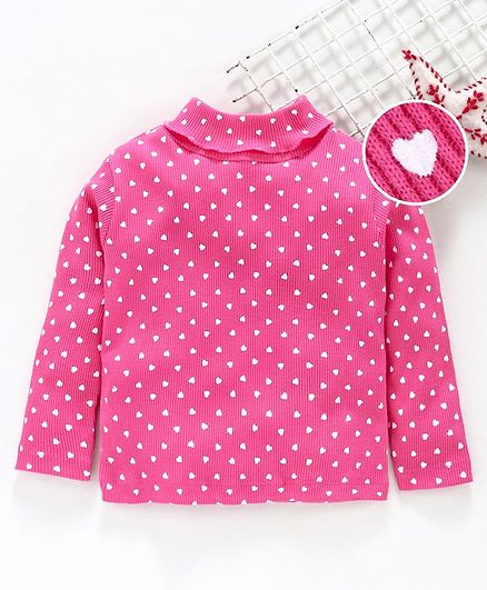 Babyhug Full Sleeves Tee Heart Print - Pink