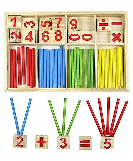 Webby Wooden Educational Mathematical Wooden Numbers Box - Multicolor