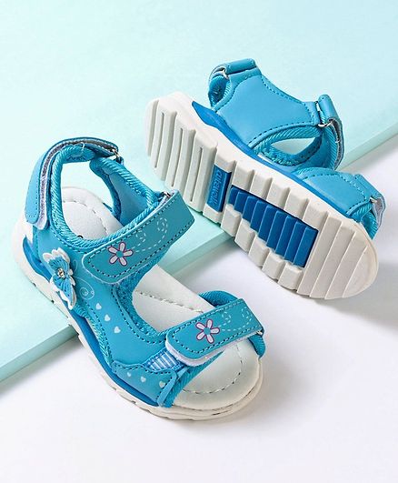 Cute Walk by Babyhug Floater Sandals Floral Detail - Blue