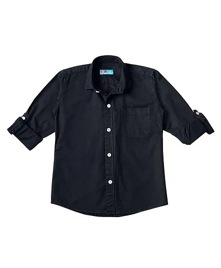 Kid Studio Long Sleeves Solid Button Down Shirt - Black