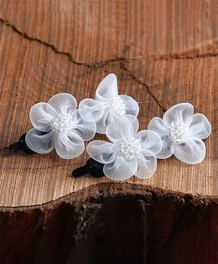 Funkrafts Flower Detailed Hair Clips - White