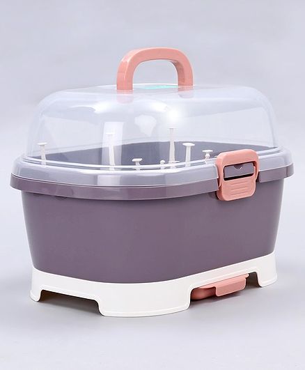 2 in 1 Baby Bottle Drying Rack With Storage Box - Purple