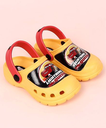 Cute Walk by Babyhug Clogs with Back Strap Disney Pixar Cars Print - Yellow