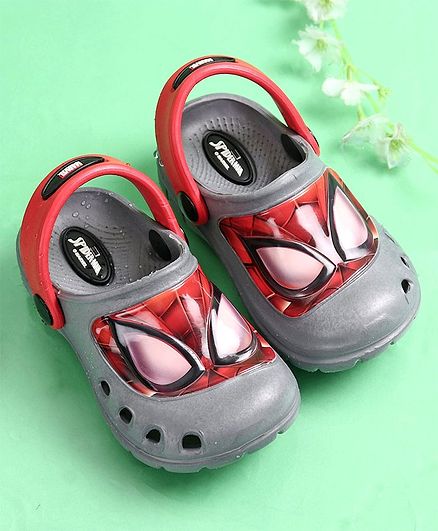 Cute Walk by Babyhug Clogs Spider Man Print - Grey