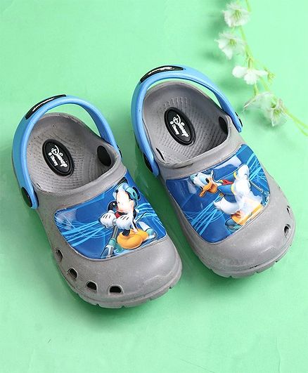 Cute Walk by Babyhug Clogs Mickey Mouse & Donald Duck Print - Grey