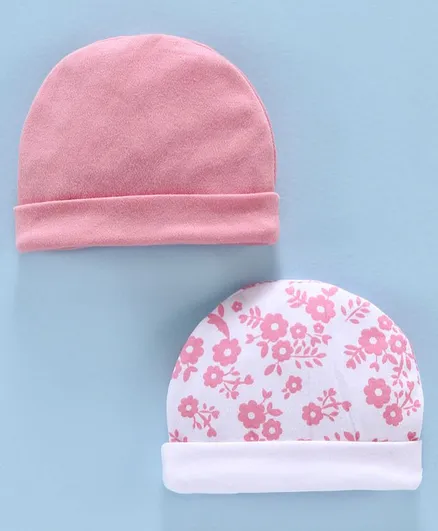 Ben Benny Cap Pack of 2 Printed & Solid Color Pink White - Diameter 9 cm