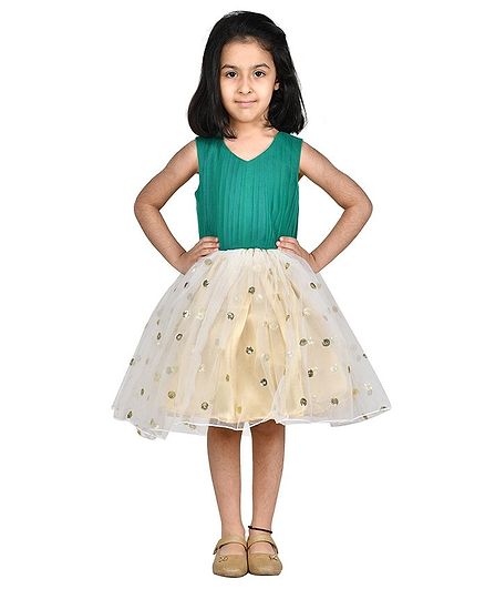 Samsara Couture Sequin Detailed Sleeveless Dress - Green