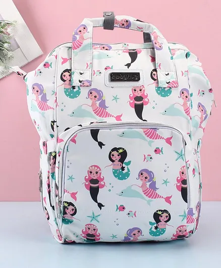 Babyhug Diaper Bag Mermaid Print - White