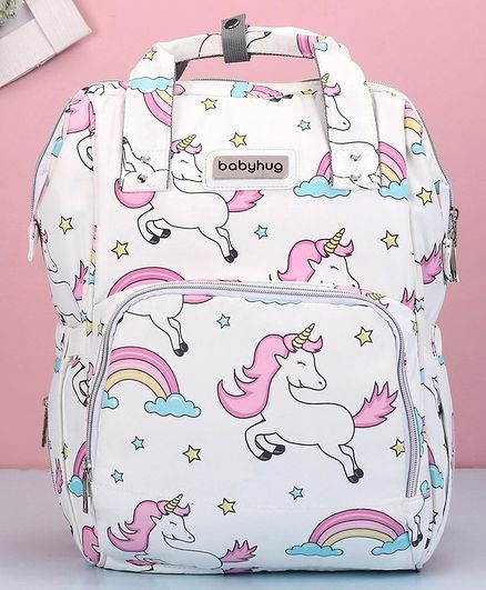 Babyhug Diaper Backpack Unicorn Print - Pink