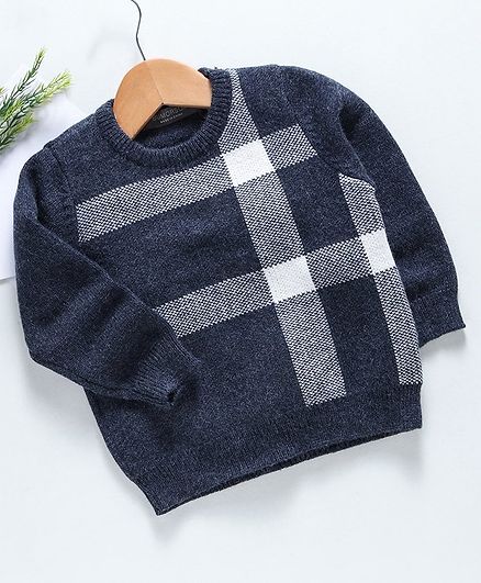Kookie Kids Full Sleeves Sweater - Navy Blue