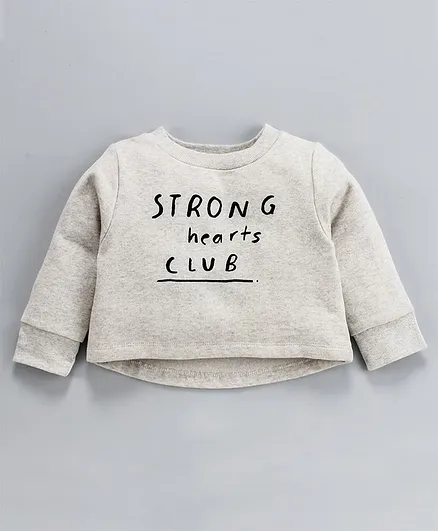 Nino Bambino Full Sleeves Strong Hearts Club Print Tee - Grey