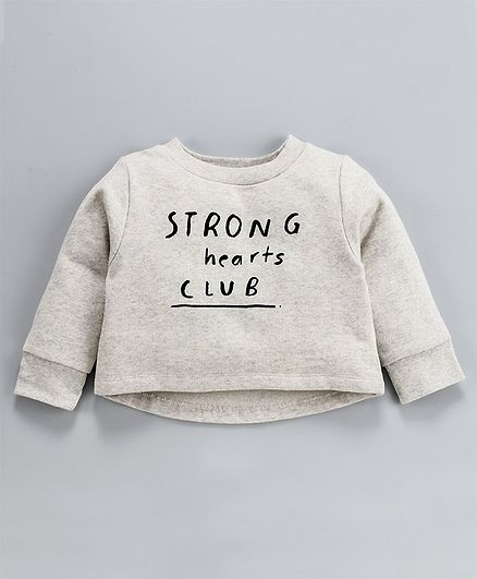Nino Bambino Full Sleeves Strong Hearts Club Print Tee - Grey