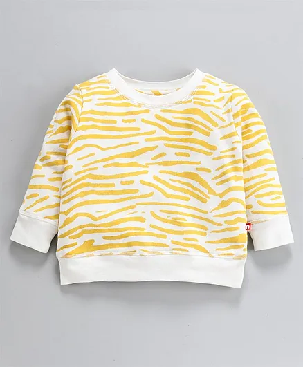 Nino Bambino Full Sleeves Golden Glitter Detailed Sweatshirt - Cream