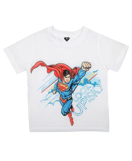 Superman By Crossroads Superman Print Half Sleeves Tee - White